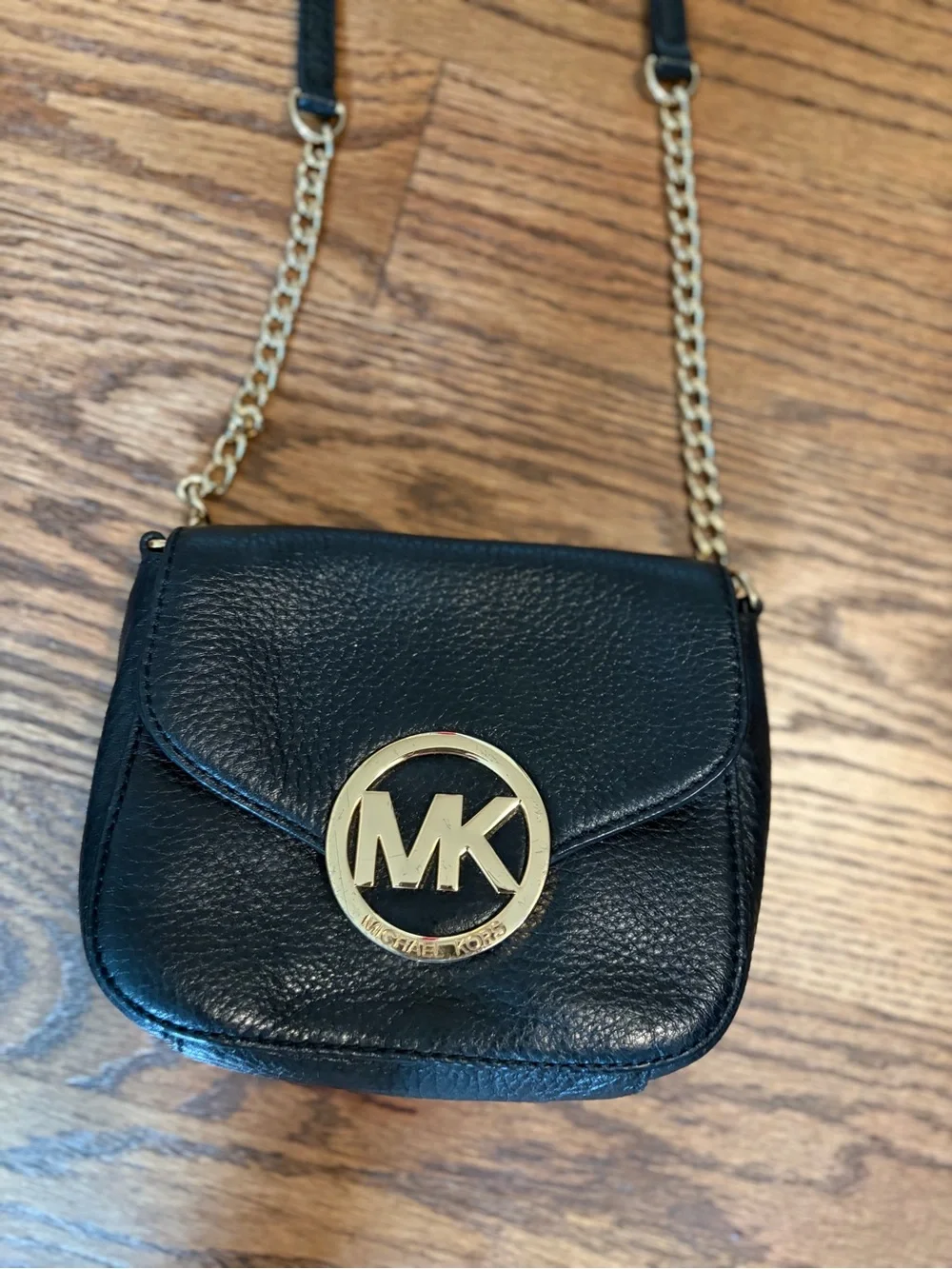 Michael Kors Black Leather Crossbody with Gold Hardware